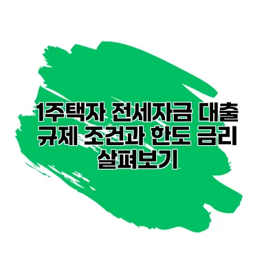 1주택자 전세자금 대출 규제 조건과 한도 금리 살펴보기