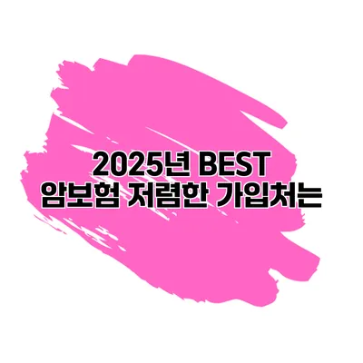 2025년 BEST 암보험 저렴한 가입처는?