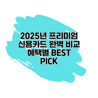 2025년 프리미엄 신용카드 완벽 비교 혜택별 BEST PICK