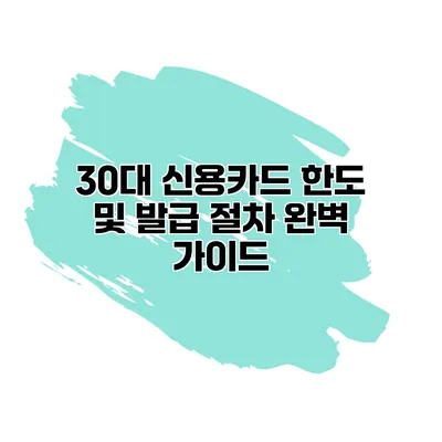 30대 신용카드 한도 및 발급 절차 완벽 가이드