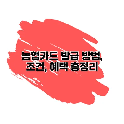 농협카드 발급 방법, 조건, 혜택 총정리