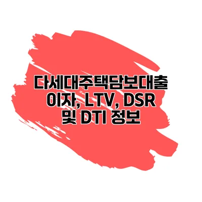 다세대주택담보대출 이자, LTV, DSR 및 DTI 정보