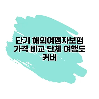 단기 해외여행자보험 가격 비교 단체 여행도 커버