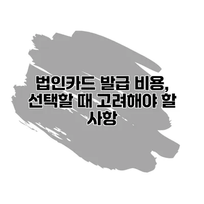 법인카드 발급 비용, 선택할 때 고려해야 할 사항