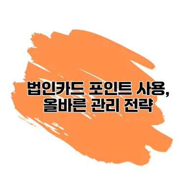 법인카드 포인트 사용, 올바른 관리 전략