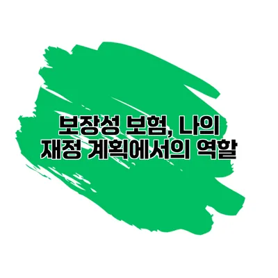 보장성 보험, 나의 재정 계획에서의 역할