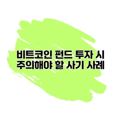 비트코인 펀드 투자 시 주의해야 할 사기 사례