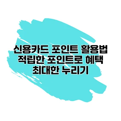 신용카드 포인트 활용법 적립한 포인트로 혜택 최대한 누리기