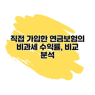 직접 가입한 연금보험의 비과세 수익률, 비교 분석