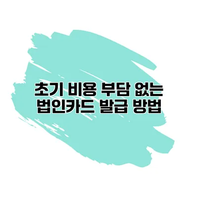 초기 비용 부담 없는 법인카드 발급 방법