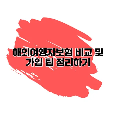 해외여행자보험 비교 및 가입 팁 정리하기